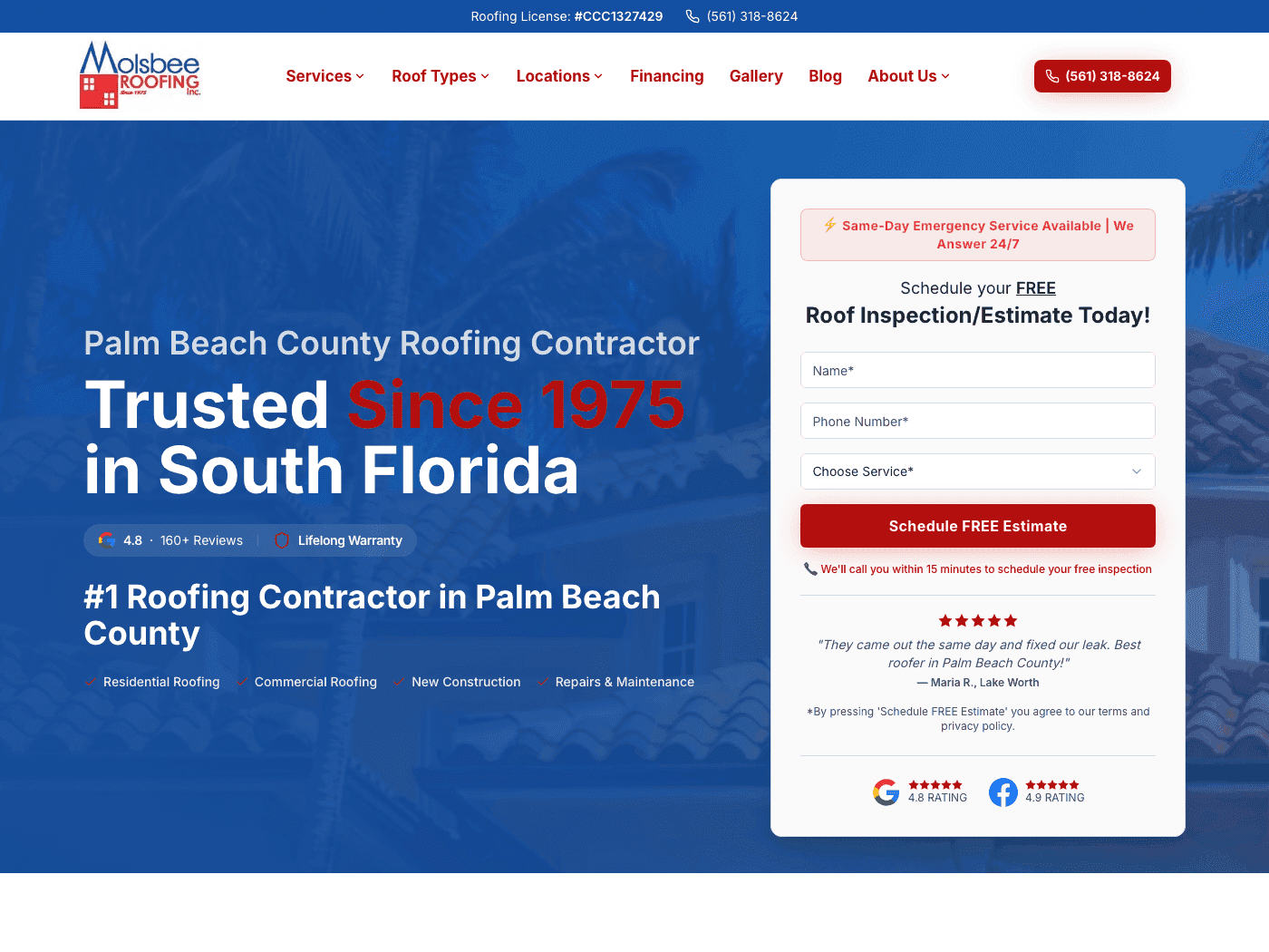 Molsbee Roofing live site
